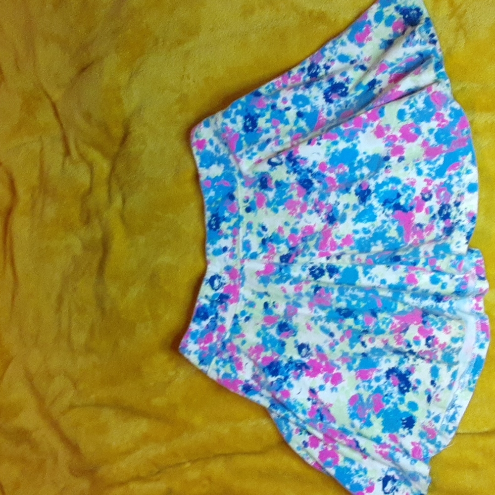 Green blue and pink color splats mini skirt